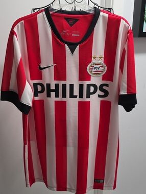 Nike Men’s PSV Red and White Striped Soccer Jersey